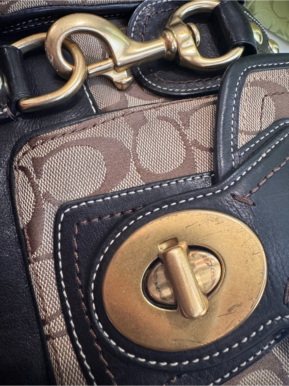Coach Brown Legacy Lining Double Turnlock Clasp Vintage Bag+Wallet - Picture 13 of 16